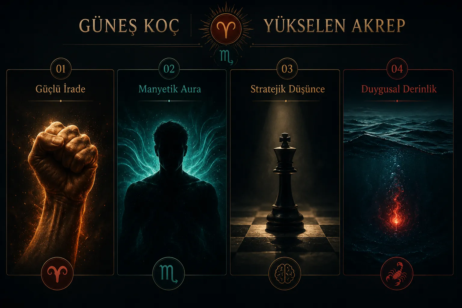 Güneş Koç Yükselen Akrep ne anlama gelir?
