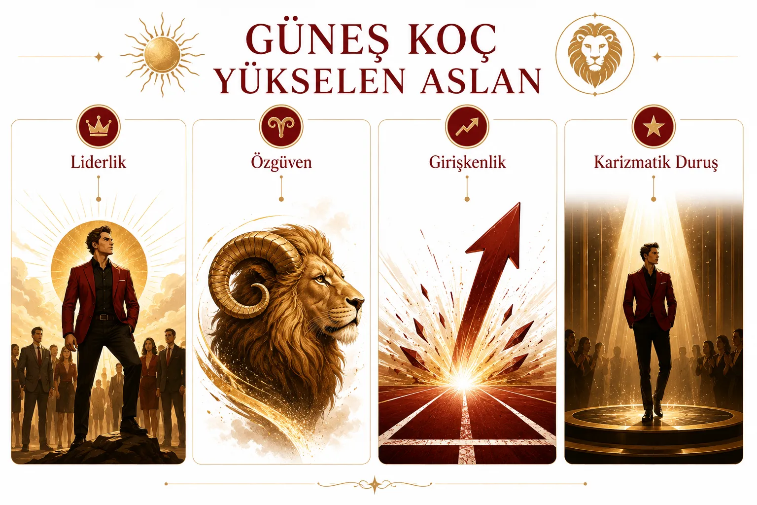 Güneş Koç Yükselen Aslan kombinasyonu astrolojide ne anlama gelir?