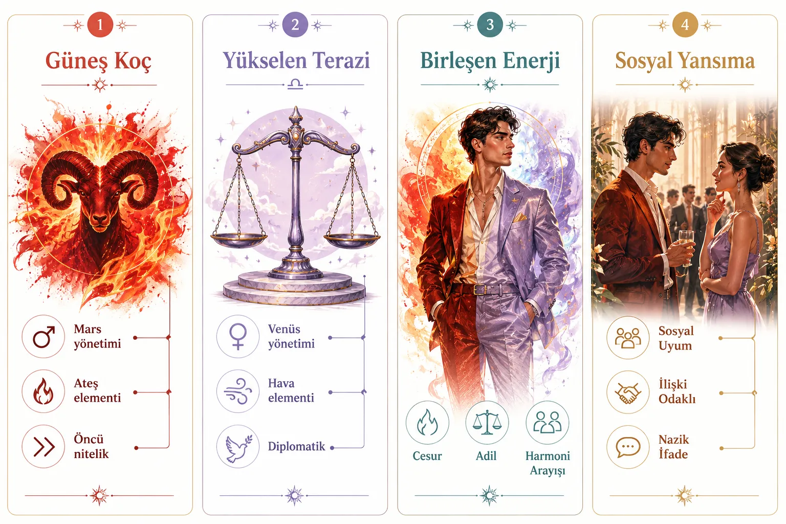 Güneş Koç Yükselen Terazi Kombinasyonu Astrolojide Ne Anlama Gelir?
