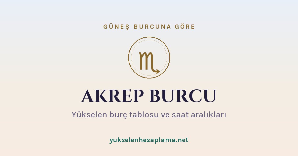 Akrep burcu yükselen burç tablosu