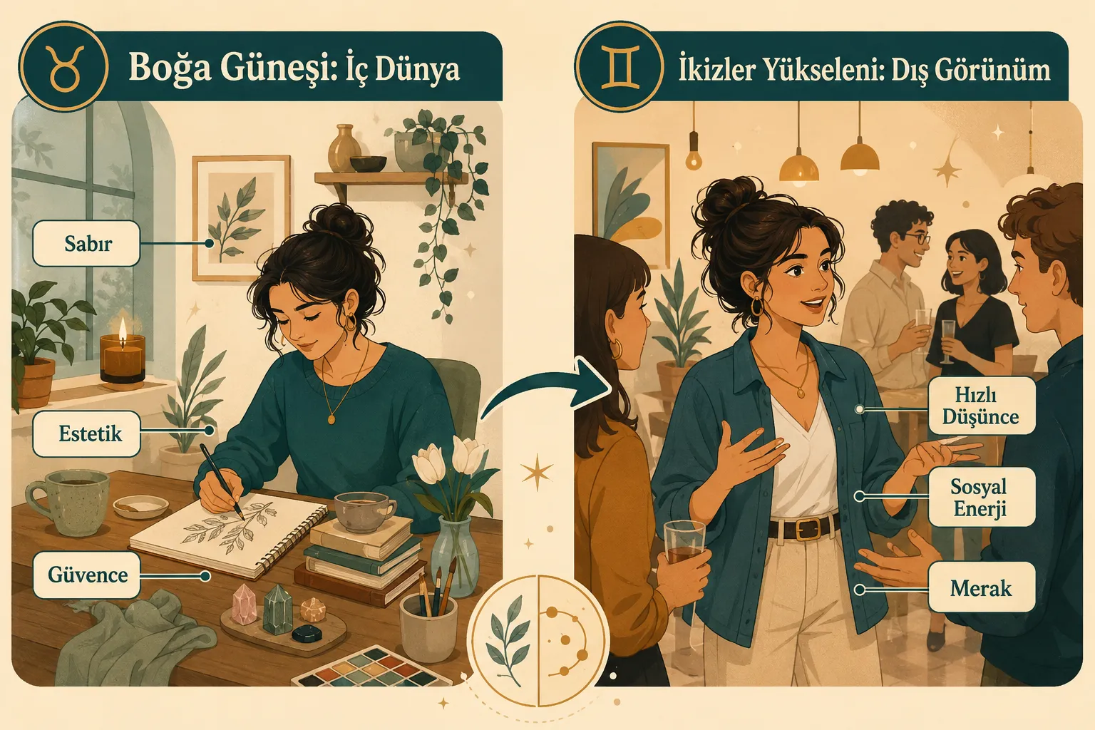 Güneş Boğa ile Yükselen İkizler bir arada ne anlama gelir?