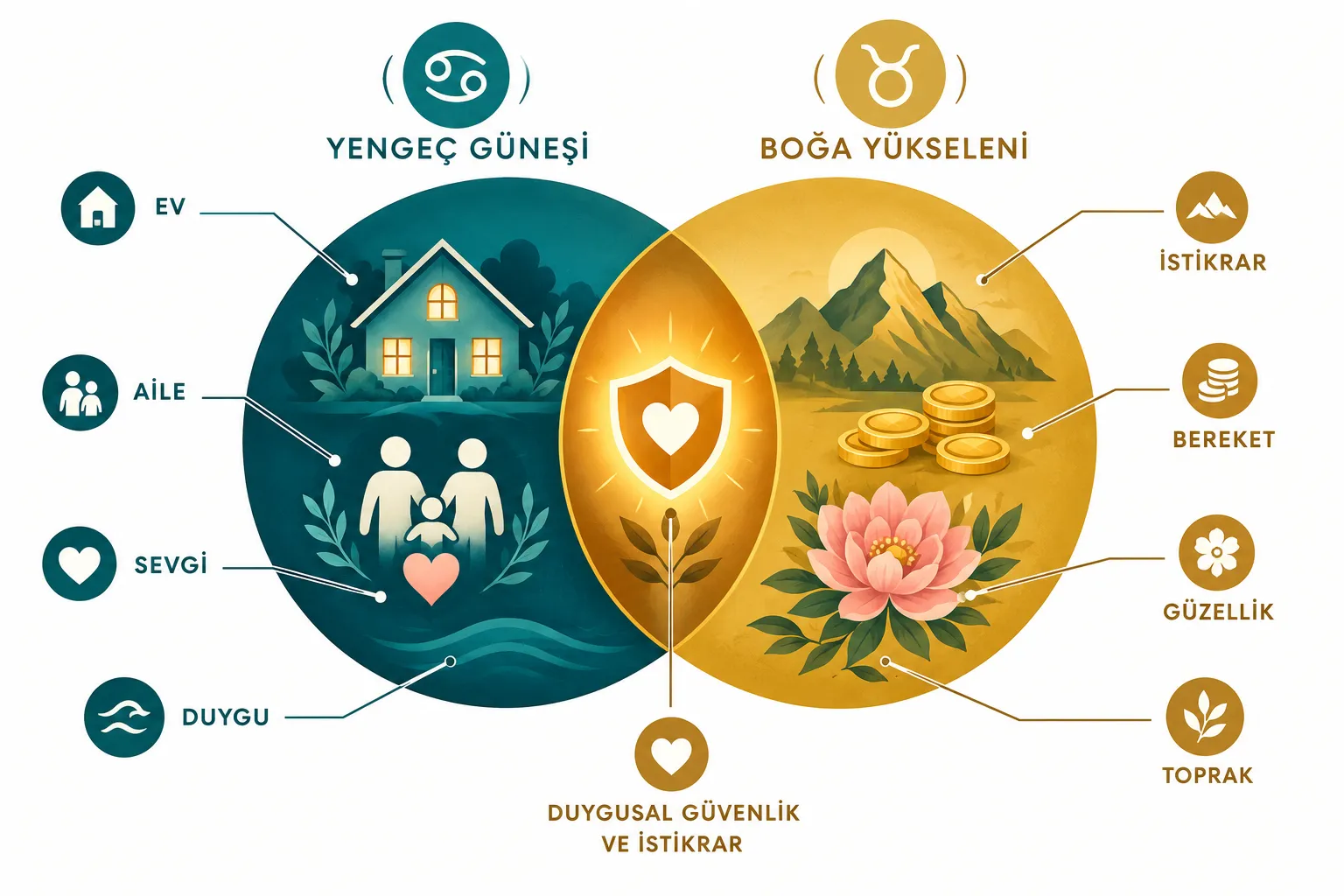 Güneş Yengeç Yükselen Boğa ne demek?
