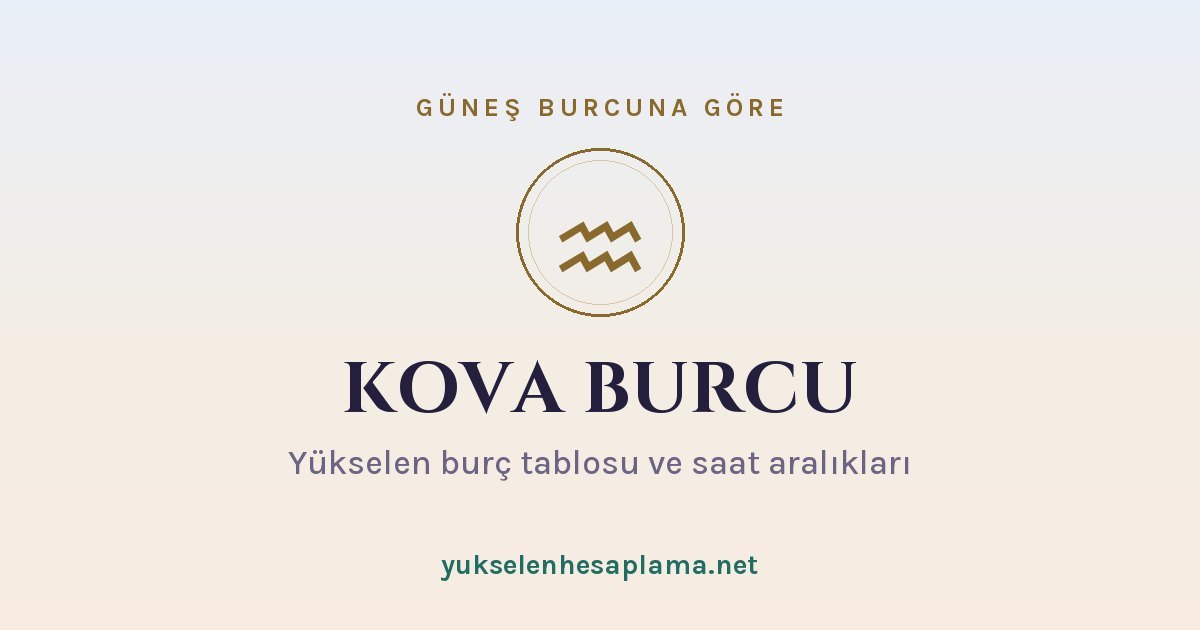 Kova burcu yükselen burç tablosu